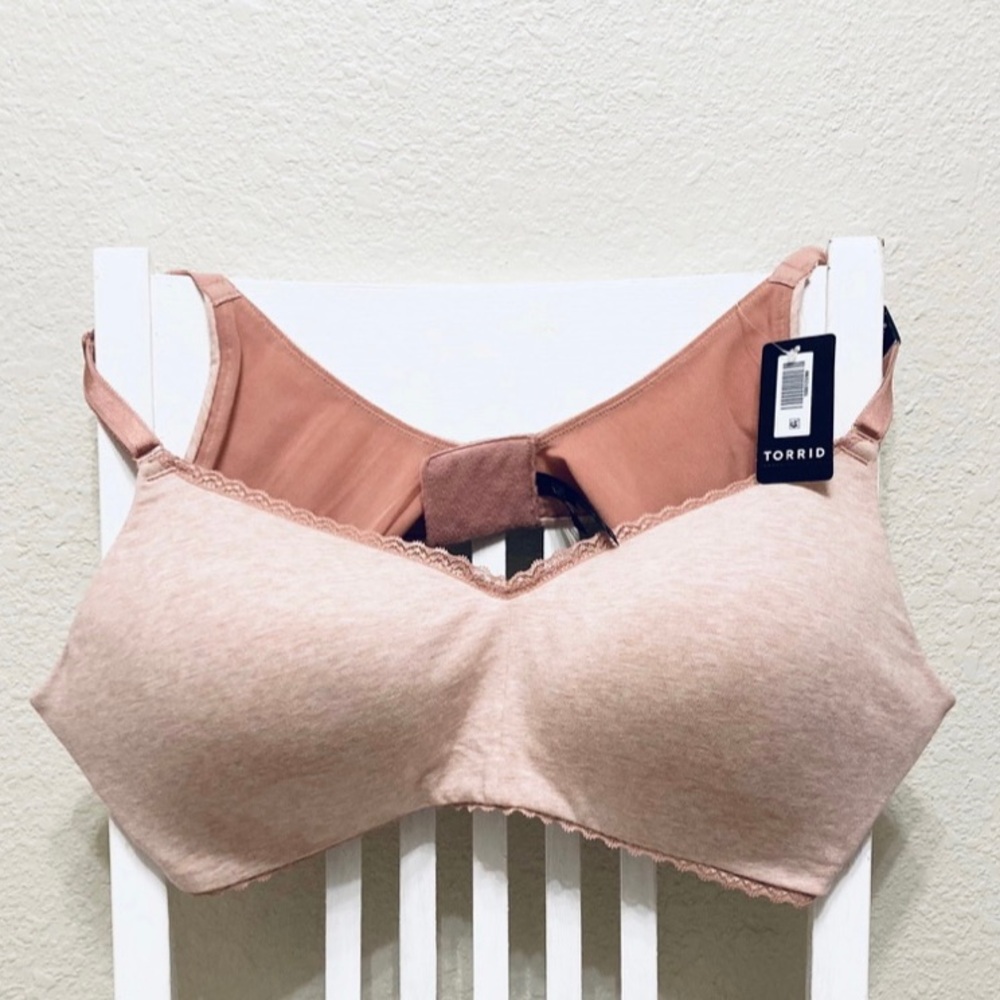 Torrid Dream Wire-Free Cotton Bra Ash Rose Heather Pink Size 44c Lightly Lined - Picture 10 of 10